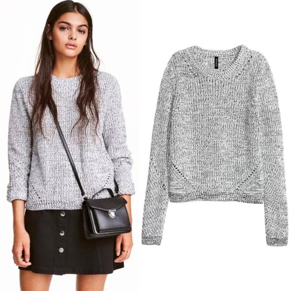 H&M Sweaters - H&M Black And White Openwork Ribbed Knit Sweater